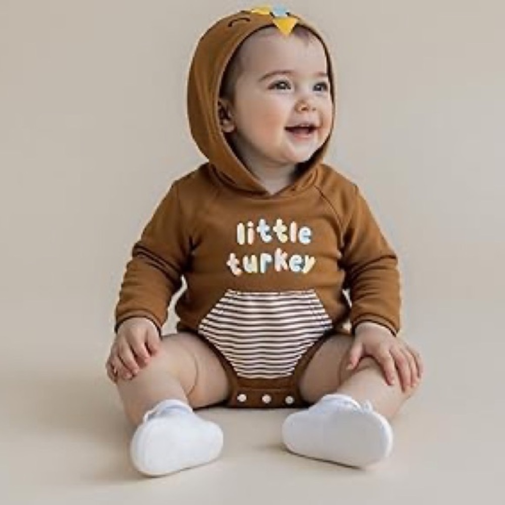 Old Navy Brown Little Turkey Bodysuit Unisex Size 0-3 Month‎ - Picture 6 of 6